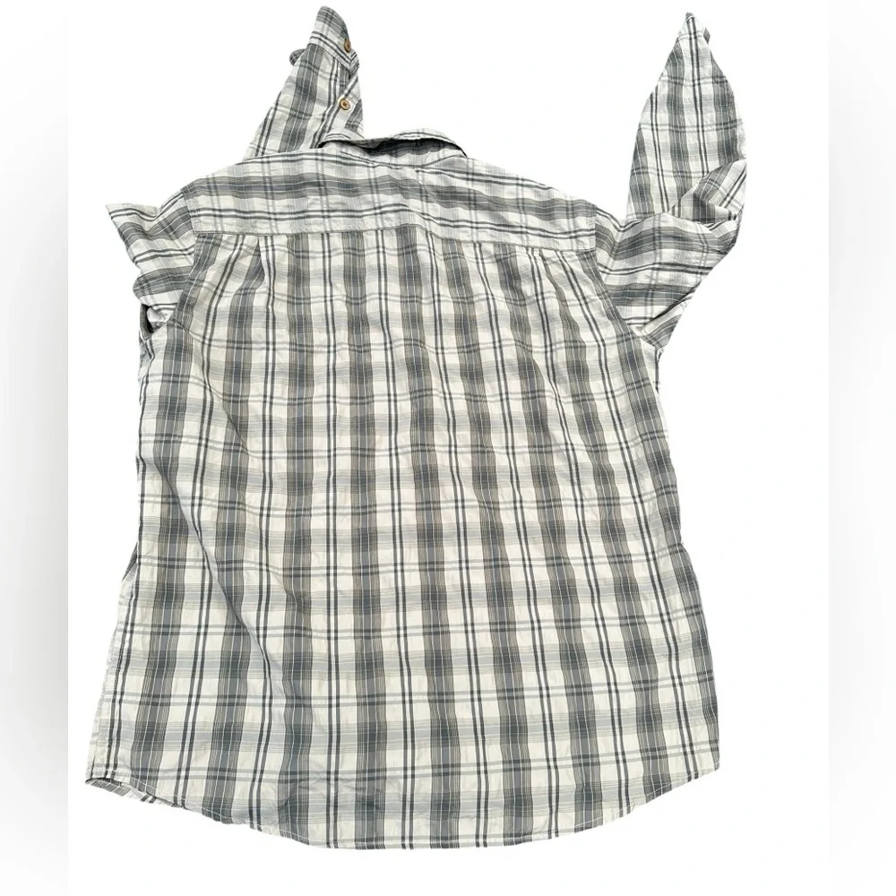 Eddie Bauer Gray Plaid Travel Casual Button-Down Shirt Sise L - Picture 5 of 6